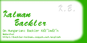 kalman backler business card